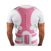 correcteur de posture magnétique du dos, correcteur de colonne vertébrale, empêche l'affaissement, support dorsal réglable, corset redresseur de dos (couleur : noir, taille : xx-large) (rose xl)