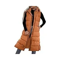1977 manteau en duvet pour femme - veste longue à capuche matelassée avec fermeture éclair - manteau chaud avec poches - veste d'extérieur matelassée à simple boutonnage - veste grande taille pour
