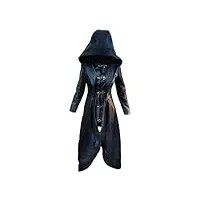nasrani jt37 manteau long en cuir véritable pour femme style vintage noir, noir , xl