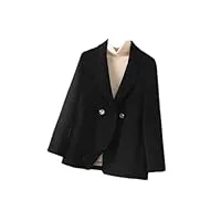 hdhdeueh manteau court double face vintage en laine pour femme, noir , xxl