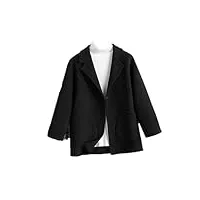 hdhdeueh manteau en laine double face vintage pour femme - blazer court - noir, noir , l