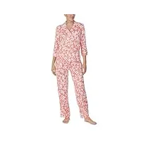 kate spade new york pyjama long en jersey brossé à manches 3/4, bubbly floral, large