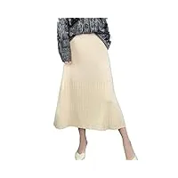 fjnbbiot jupe en cachemire tendance pour femme - automne et hiver - longue jupe plissée - jupe parapluie, beige, 44