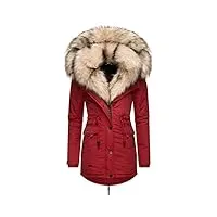 navahoo sweety manteau d'hiver pour femme avec fourrure synthétique rouge foncé xl