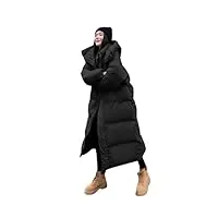 ownwfeat veste d'hiver ample à capuche pour femme - décontractée - coupe-vent - en coton - manteau de neige, noir , s