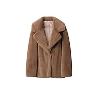 wvapzxx manteau long en fausse fourrure pour femme - manteau d'hiver surdimensionné à poils longs en fourrure pelucheuse, manteau en fourrure marron, l