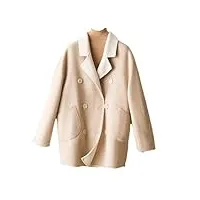 veste en laine pour femme, manteau en cachemire, manteau d'hiver 100 % laine mérinos, manteau d'automne à revers pour femme, beige, l