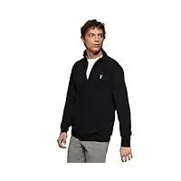 polo club sweat-shirt zippé 100% coton à col montant noir à logo brodé homme