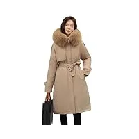 fjnbbiot snow wear parka d'hiver longue pour femme style décontracté à capuche manteau d'hiver épais, kaki, xl