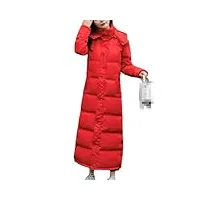 fjnbbiot manteau long et décontracté pour femme - couleur unie - avec capuche, rouge, xxl