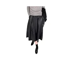 alloaone jupe trapèze surdimensionnée en cuir de longueur moyenne pour femmes