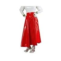 alloaone jupe complète plissée en cuir pour femmes, jupes taille haute, longueur cheville, jupes trapèze