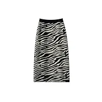 hndudnff jupe vintage en cachemire mélangé pour femme - taille haute - rayures - longueur mi-longue - jupe trapèze, noir , 36