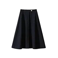 hndudnff jupe vintage en laine pour femme - couleur unie - taille haute - slim - simple - pour le bureau - jupe trapèze - automne et hiver, noir foncé, 44