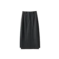 jupe trapèze unie vintage pour femme - jupe décontractée mince et chaude - jupe d'automne et d'hiver, gris foncé 9., 44