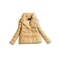 jyhbhmzg manteau court et rembourré en coton pour femme - couleur unie - automne et hiver - double boutonnage, jaune, s