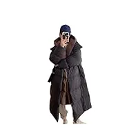 jxqxhcfs fausse doudoune femme deux pièces épaisse chaude manteau long avec capuche veste moelleuse d'hiver, noir , xs