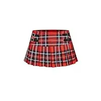 floerns mini jupe plissée à imprimé écossais pour uniforme scolaire pour femme, hot red, taille l