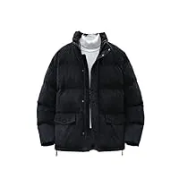 mafsmjp manteau froid pour homme - veste d'hiver en velours côtelé - col montant - rembourré en coton - veste épaisse et chaude - vintage, noir , l