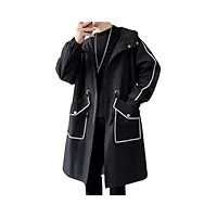 vsadsau vestes à capuche pour hommes, grande poche, manteau coréen, vêtements d'extérieur décontractés, hip-hop, streetwear manteaux, noir , xxxl