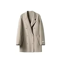 karfri manteau en laine pour femme couleur unie revers cranté longueur moyenne double boutonnage trench d'hiver mode pardessus léger avec poches