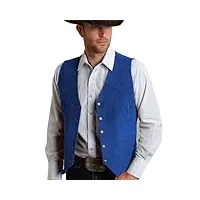 gilet pour homme d'affaires vintage western cowboy régulier mince d'affaires banquet gilet de costume pour hommes, bleu marine, l