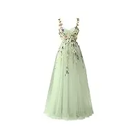 beyonddress robe de soirée 3d pour femme avec broderie en tulle, robe de bal formelle, robe de soirée, vert sauge a, 52
