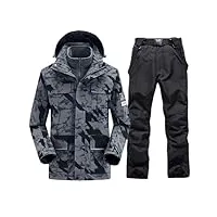 adhdyuud combinaison de ski pour homme - veste polaire épaisse et chaude - pantalon de neige - ensemble de vêtements de snowboard - salopette de ski, 1 lot (comme indiqué) 02, xxl