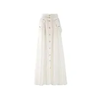 fulbant jupe trapèze à boutonnage simple pour femme - taille haute - vintage - 2023, blanc, 36