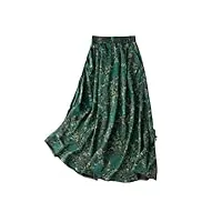 fulbant jupe plissée à taille élastique pour femme motif feuilles de ginkgo, imprimé, taille unique