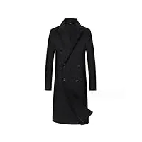 imosei manteau homme laine， manteau double face fait main coupe-vent long sur le genou manteau à double boutonnage for hommes (color : noir, size : l)