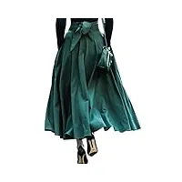 dayaemmotq jupe rétro taille haute pour femme avec talons longs et buste tendance - jupe parapluie sexy - longue poche latérale - jupe parapluie, vert, l