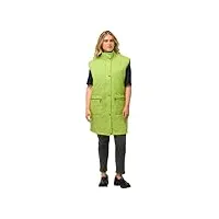 ulla popken femme veste longue matelassée sans manches. col montant, fermeture à glissière et poches zippées. vert citron vert 58+ 826081403-58+