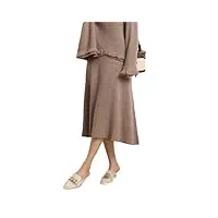 dvbfufv jupe en laine d'automne et d'hiver pour femme - jupe taille haute - mode féminine - couleur unie - jupe en tricot a-line, kaki foncé 9, taille unique