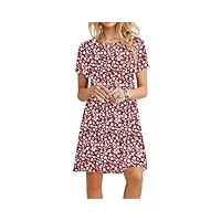 molerani robe d'été pour femme robe t-shirt décontractée à manches courtes robe de plage pour femme (m, fleur rouge)