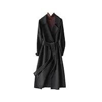 manteau en laine d'automne pour femmes, manteau en cachemire pour femmes, veste en laine, manteau long pour femme, vêtements d'extérieur streetwear, noir , l