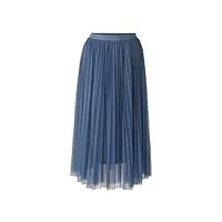 oui jupe midi plissée en maille pour femme - forme trapèze - uni - festive - loisirs - polyester, bleu foncé, 36