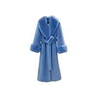 veste d'hiver longue en fausse fourrure de vison avec col en v pour femme, blur fourrure manteau, l