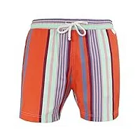les loulous de la plage - maillot short de bain homme fashion stripes orange bleu aqua - john 819 taille s 38-40