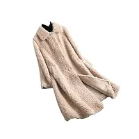 manteau d'hiver en laine pour femme - veste longue chaude et élégante - veste décontractée, beige, l