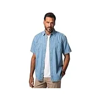 jp 1880 hommes grandes tailles chemise en jean dans une coupe modern fit, manches courtes et col kent - jusqu'au 8xl bleu clair 3xt 822889901-3xt