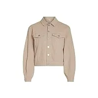 vila viweylie denim jacket/pb blouson en jean, beige, 42 femme
