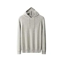 sweat à capuche en tricot de cachemire solide pour homme pull de loisirs chemise de base automne/hiver 100% light gray s