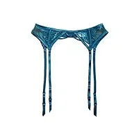 tonzn bretelles en dentelle ajourée bleue pour femmes, boucles métalliques florales, porte-jarretelles sexy pour bas, sous-vêtements de lingerie (style blanc)
