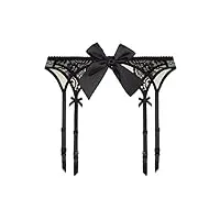 tonzn jarretière mignonne en dentelle avec gros nœud, lingerie sexy, collants, accessoires pour vêtements (couleur : noir, taille : s) (svart l)