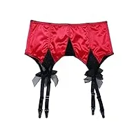 tonzn jarretière taille haute en satin avec ceinture en arête de poisson pour femme, 4 larges bretelles, lingerie sexy (couleur : rosso, taille : x-large) (rosso l)