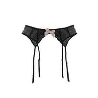 femmes bow lace metal clip sexy jarretière bas femmes lingerie collants accessoires (couleur : svart, taille : m) (svart xl)