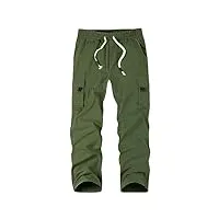 nanameei pantalon cargo en coton homme pantalon tailles grandes pantalon de travail loose fit sport de jogging vert militaire l