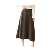 jupe longue en laine tricotée taille haute pour femme - jupe trapèze, mokka, 44