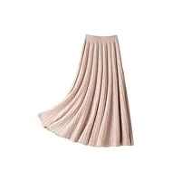 jupe plissée unie taille haute pour femme - jupe parapluie trapèze épaisse, beige, 44